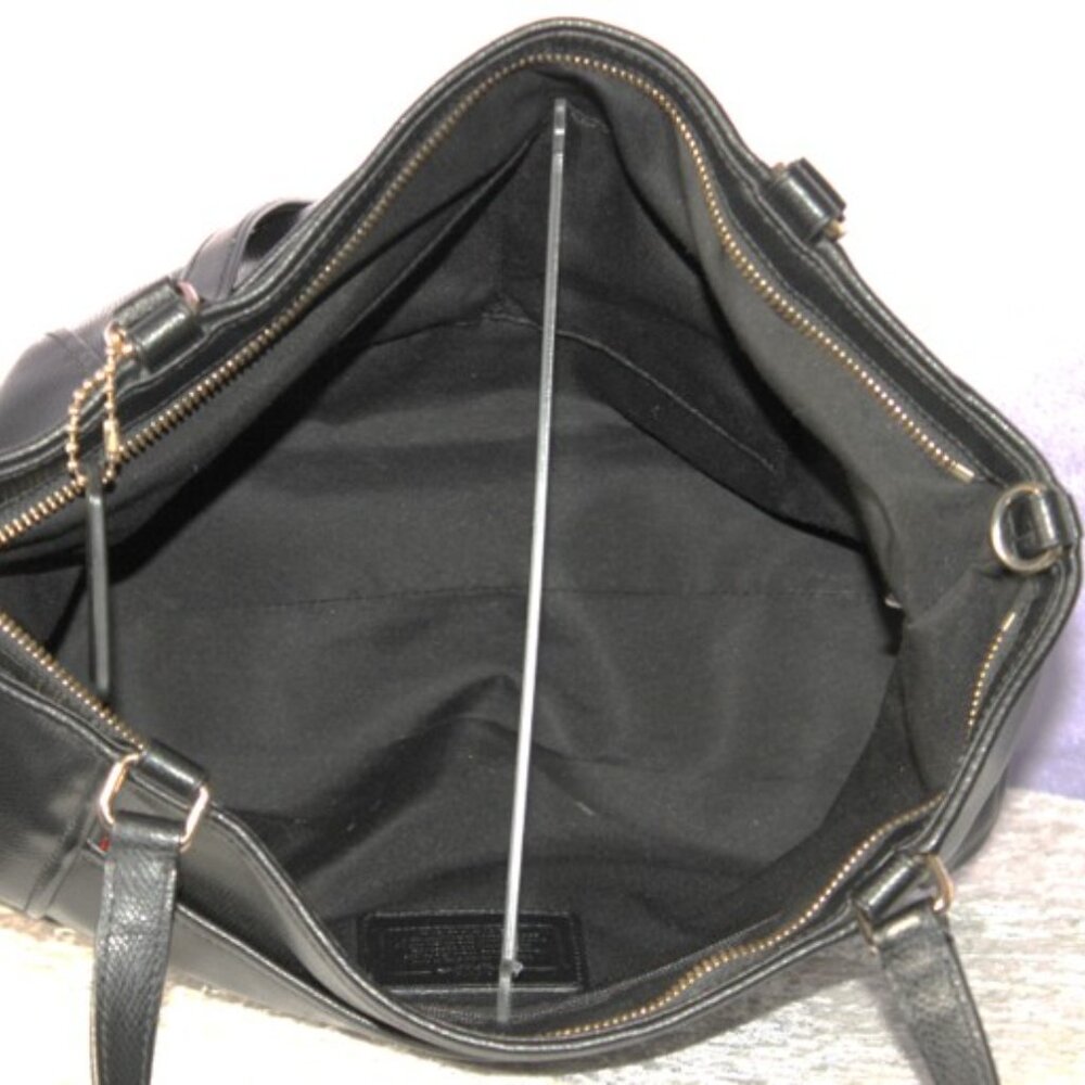 Coach Black Leather Tote with Matching Pouch and Strap - Picture 12 of 16